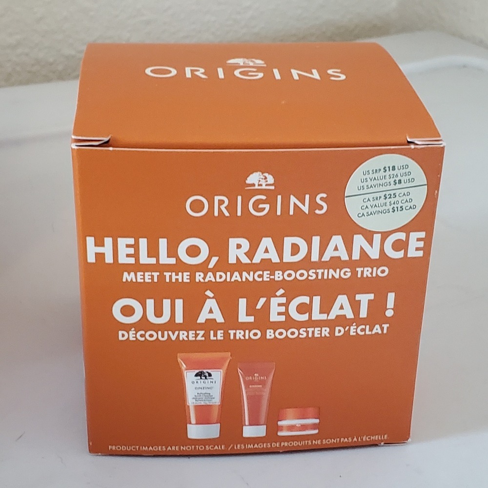 Origins GinZing Hello Radiance Boosting Trio Skincare Set Vitamin C Niacinamide - Picture 1 of 12